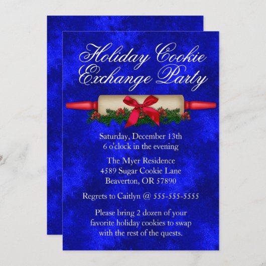 Cute Rolling Pin Cookie Exchange Holiday nodigt ui Kaart (Voorkant / Achterkant)