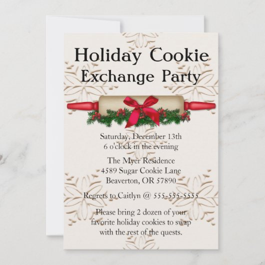 Cute Rolling Pin Cookie Exchange Holiday nodigt ui Kaart (Voorkant)