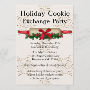 Cute Rolling Pin Cookie Exchange Holiday nodigt ui Kaart