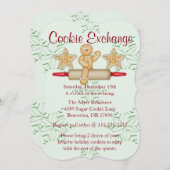 Cute Rolling Pin Cookie Exchange Holiday nodigt ui Kaart (Voorkant / Achterkant)