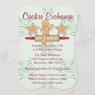 Cute Rolling Pin Cookie Exchange Holiday nodigt ui Kaart