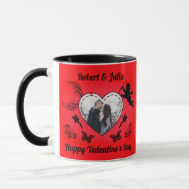 Cute Romance Cupid Photo Red Heart Valentines Day Mok