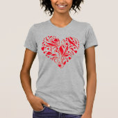 Cute Romantic Abstract hartontwerp Red Grey T-shirt (Voorkant)