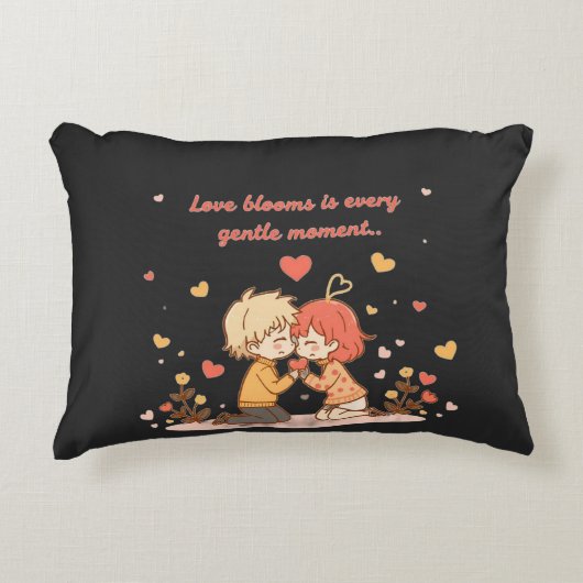 Cute Romantic Anime Couple - Love Moment Accent Kussen (Voorkant)