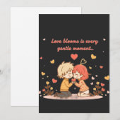 Cute Romantic Anime Couple - Love Moment Bedankkaart (Voorkant / Achterkant)