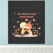 Cute Romantic Anime Couple - Love Moment Canvas Afdruk (Insitu (Houten vloer))