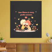 Cute Romantic Anime Couple - Love Moment Canvas Afdruk (Insitu (Woonkamer))
