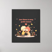 Cute Romantic Anime Couple - Love Moment Canvas Afdruk (Voorkant)
