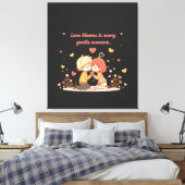 Cute Romantic Anime Couple - Love Moment Canvas Afdruk (Insitu (Slaapkamer))