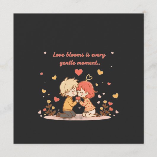 Cute Romantic Anime Couple - Love Moment Kaart (Voorkant)