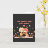 Cute Romantic Anime Couple - Love Moment Kaart (Gele Bloem)