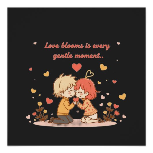 Cute Romantic Anime Couple - Love Moment Perfect Poster (Voorkant)