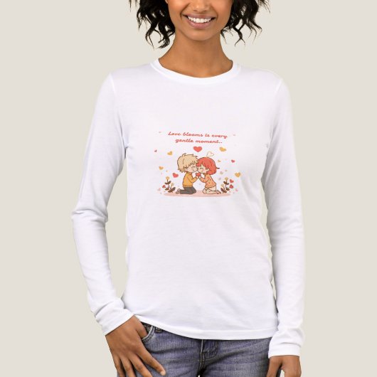 Cute Romantic Anime Couple - Love Moment Tri-Blend Shirt (Voorkant volledig)