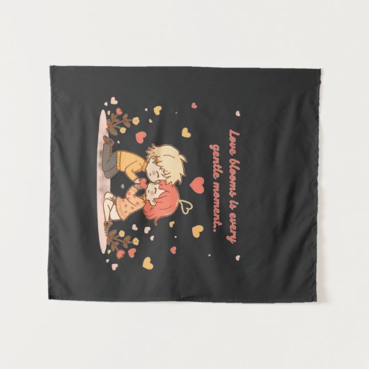 Cute Romantic Anime Couple - Love Moment Wandkleed (Voorkant (horizontaal))