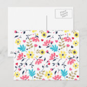 Cute romantic bloemen harten waterverf verf briefkaart (Voorkant / Achterkant)