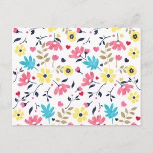 Cute romantic bloemen harten waterverf verf briefkaart