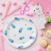 Cute Romantic Blue popsicle Birthday Papieren Bordje (Feest)