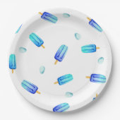 Cute Romantic Blue popsicle Birthday Papieren Bordje (Voorkant)
