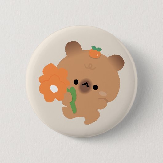Cute Romantic Capybara Ronde Button 5,7 Cm (Voorkant)