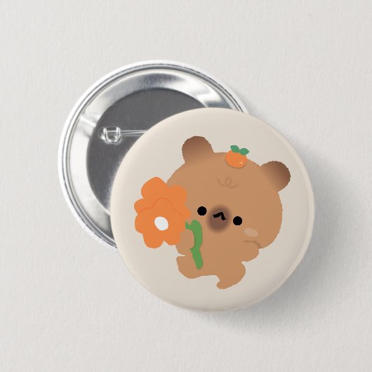 Cute Romantic Capybara Ronde Button 5,7 Cm (Voorkant /achterkant)