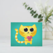 Cute Romantic Cat met glimlachend hart Briefkaart (Staand voorkant)