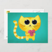 Cute Romantic Cat met glimlachend hart Briefkaart (Voorkant / Achterkant)