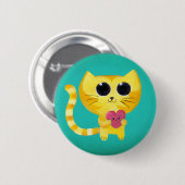 Cute Romantic Cat met glimlachend hart Ronde Button 5,7 Cm (Voorkant /achterkant)