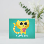 Cute Romantic Cat met hart Briefkaart (Staand voorkant)