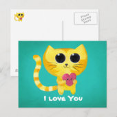 Cute Romantic Cat met hart Briefkaart (Voorkant / Achterkant)