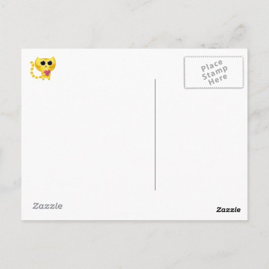 Cute Romantic Cat met hart Briefkaart (Achterkant)