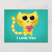 Cute Romantic Cat met hart Briefkaart (Voorkant)