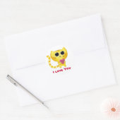 Cute Romantic Cat met hart Ronde Sticker (Envelop)
