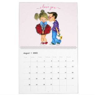 Cute Romantic Couple - Love - I love you - Kiss Kalender