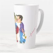 Cute Romantic Couple - Love - I love you - Kiss Latte Mok (Rechterhoek)