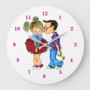 Cute Romantic Couple - Love - Kiss Grote Klok