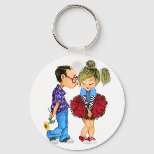 Cute Romantic Couple Love - Kiss - Valentijnsdag Sleutelhanger