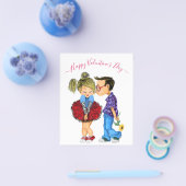 Cute Romantic Couple - Love - Valentijnsdag Kiss Flyer (Enkel)