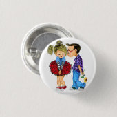 Cute Romantic Couple - Love - Valentijnsdag Kiss Ronde Button 3,2 Cm (Voorkant /achterkant)