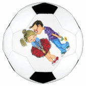 Cute Romantic Couple - Love - Valentijnsdag Kiss Voetbal (Voorkant)