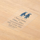 Cute Romantic Couple Penguin Wedding Invitation Acryl Uitnodigingen (Laagn)