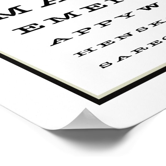 Cute Romantic Eye Test Chart Black White Poster (Hoek)