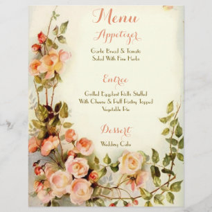 Cute romantic floral bruiloft menu