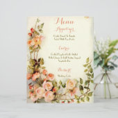 Cute romantic floral bruiloft menu (Staand voorkant)