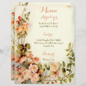Cute romantic floral bruiloft menu (Voorkant / Achterkant)