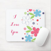 Cute romantic flower illustratie "I Love You" Muismat (Met muis)