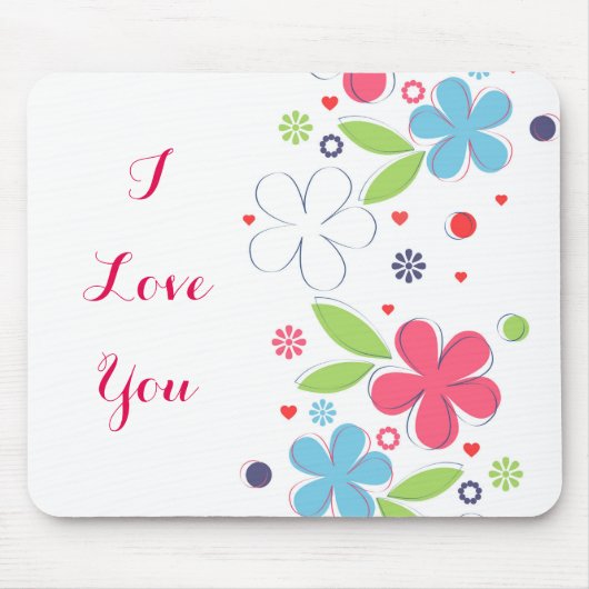 Cute romantic flower illustratie "I Love You" Muismat (Voorkant)
