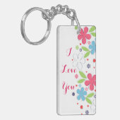 Cute romantic flower illustratie "I Love You" Sleutelhanger (Voorkant Links)