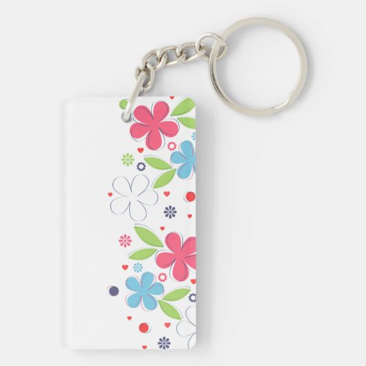 Cute romantic flower illustratie "I Love You" Sleutelhanger (achterkant)