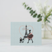 Cute romantic  girl silhouette wandelen briefkaart (Staand voorkant)