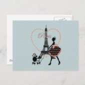 Cute romantic  girl silhouette wandelen briefkaart (Voorkant / Achterkant)